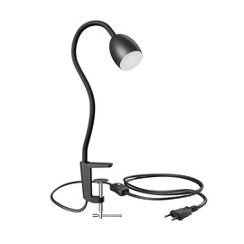 ledscom.de KLUK GU10 Clamp Light with Gooseneck, Black with GU10, 3-Level Dimmable, Warm White, W