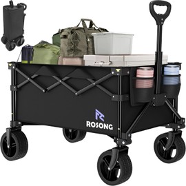 Folding Wagon Cart with Wheels Foldable - Collapsible Wagons Carts Heavy Duty, Fold Up Portable Utility Wagon for Grocery Beach Sports Fishing Camping Shopping, Carrito para Cargar Cosas Con Ruedas