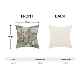 Chinoiserie Pillow Covers 18x18 Set of 2 Blue Background Chinoiserie Decorative Throw Pillow Modern Outdoor Linen Square Farmhouse Asian Scenic Tree Leaves Cushion Cover for Home Couch Sofa
