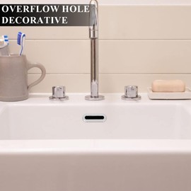 Set of 6 Plastic Sink Overflow Ring Cover for Tap Overflow and Sink, Universal Suitable for All Sinks