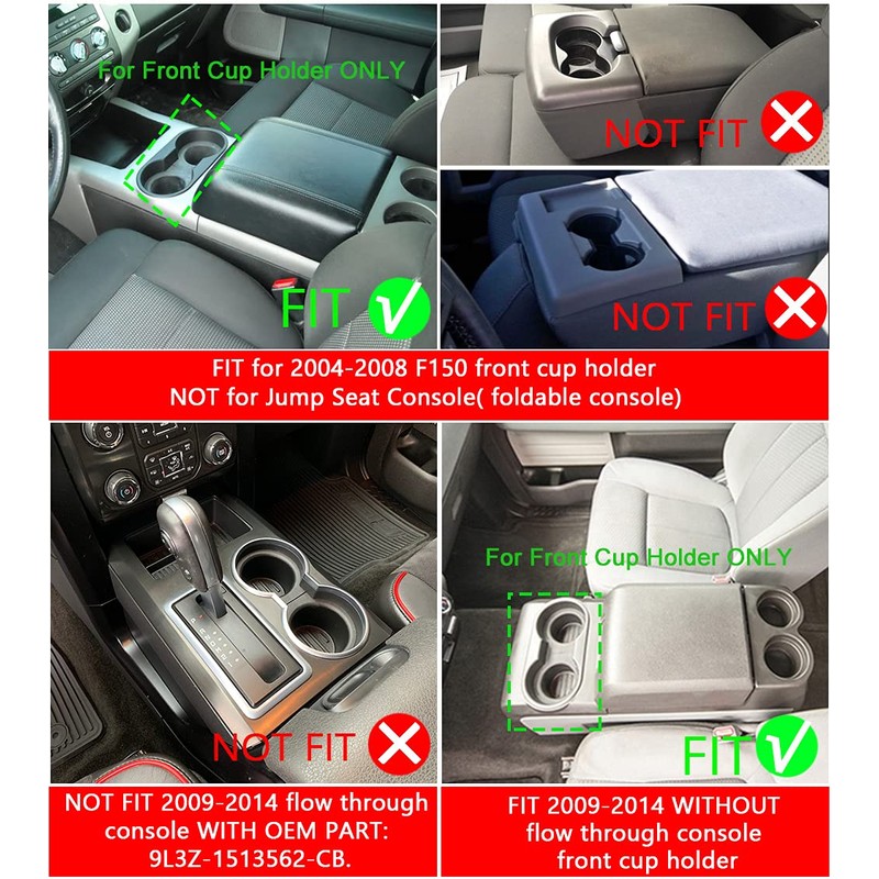 AOTEMILK TPE Console Cup Holder Inserts Replacement for Ford F150