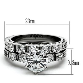 Marimor Jewelry 3.10 Carat Round Cut Zirconia Stainless Steel 316 Wedding Ring Band Set Size 8