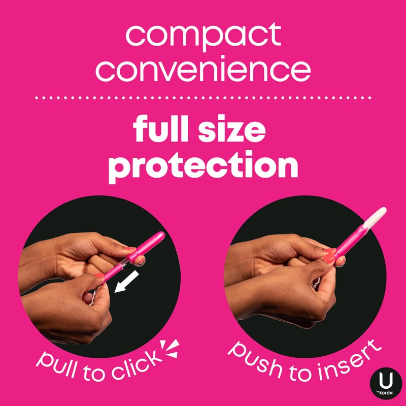U by Kotex Click Compact Tampons, Super Absorbency, Unscented, 45