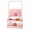 Sintuff 2 Tiers Metal Clothing Rack Display Stand with Pegboard