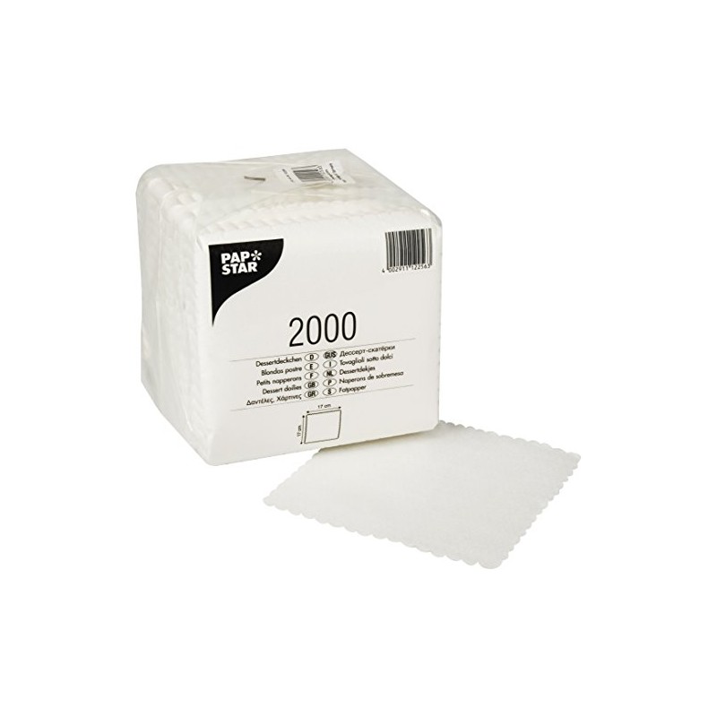 PAPSTAR 12256 Dessert Doily, Paper, White, 20 x 17.5 x
