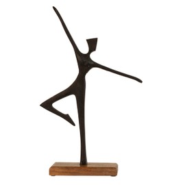 Lifestyle & More Sculpture Figurine Woman in Dance Position on Base Made of Wood/Metal Brown/Black 28 x 46 cm