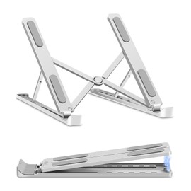 KKaMM Laptop Stand, PC Stand, Computer Stand, Foldable, Portable, Adjustable Height, Die-Cast Aluminum, Ergonomic, Back Pain, Stiff Shoulders, Posture Improvement (Silver)