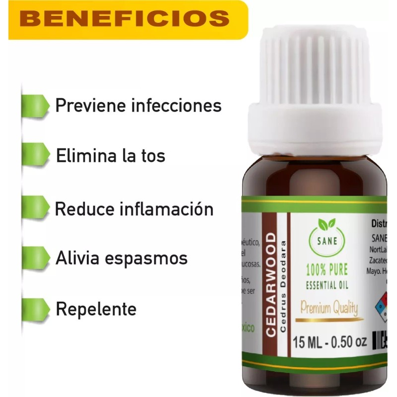 SANE Aromaterapia Aceite Esencial De Cedro 15ml 100% Natural 100%