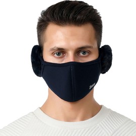 Earmuffs Winter Warm Earmuffs with Face Masks 2-in-1 Plush Ear Warmers for Windproof Warm Ear Cover for Cold Air Bandless Ear Warmers for Skiing Running Cycling (Black)