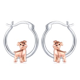 Schnauzer Earrings 925 Sterling Silver Cute Dog Earrings Hypoallergenic Hoop Earrings for Senstive Ears Pet Jewelry Schnauzer Gifts for Women Daughter