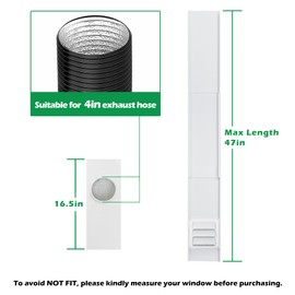 Forestchill Dryer Vent Window Kit for 4" Diameter Dryer Vent Hose, Adjustable Window Vent Kit with Dryer Vent Cover, Prevent Rain, Snow, Wind or Birds