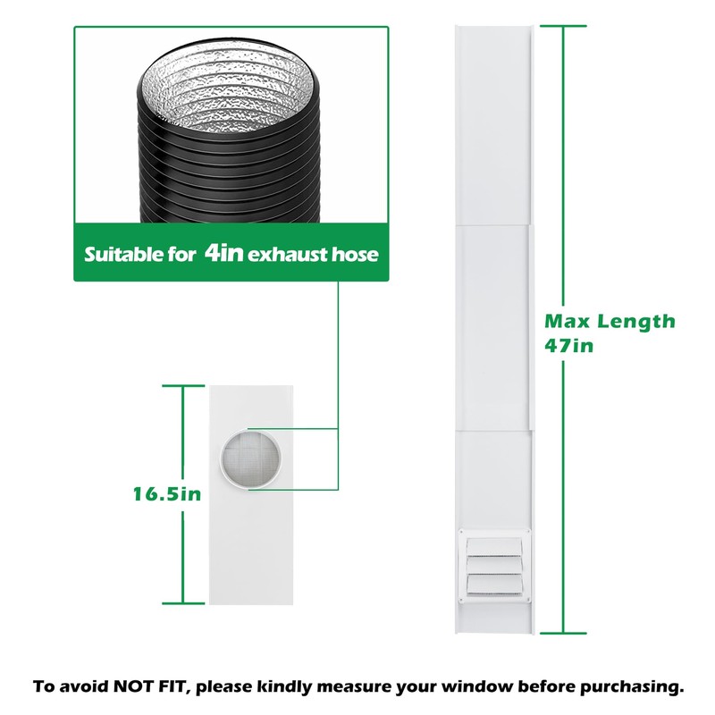 Forestchill Dryer Vent Window Kit for 4" Diameter Dryer Vent