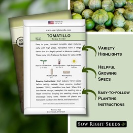 Sow Right Seeds Sow Right Seeds - Toma Verde Tomatillo Seeds for Planting - Non-GMO Heirloom Packet with Instructions to Plant a Home Vegetable Garden - Mexican Husk Tomato - Ground Cherries Great for Salsa (1)