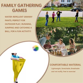 Granny Pants Bocce Toss Game Set, Granny Pants Outdoor Game with 4 Bouncy Balls Air Pump Funny Giant Stretchy GrannyPants Toy Gift for Hilarious Backyard Fun for Families & Group Events(Yellow)