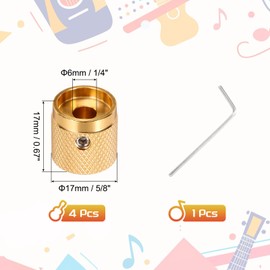 MECCANIXITY 4PCS Guitar Knobs Metal, Volume Tone Control Dome Knobs 1/4" x 5/8" x 0.67" Potentiometer Knobs with Wrench for Electric Guitar Bass, Gold