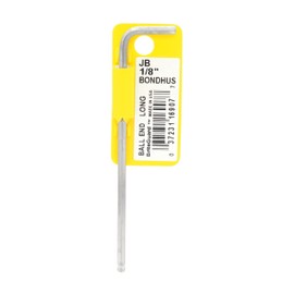 BONDHUS JB1/8 No. 16907 Hex Ball Point L-Wrench, Long, 1/8 Inch, Short Handle: 0.9 inches (22 mm), Long Handle: 3.9 inches (99 mm), Plated