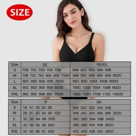 Vinfact 3 Pack Nursing Bras for Breastfeeding Seamless V Neck Maternity Bra Women Pregnancy Breastfeeding Bra - Large,Black,Nude,Blue