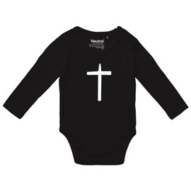 Huuraa Baby Bodysuit Cross Christianity Gift Size 62 Black Organic Cotton Fairtrade Cross Baby Clothing