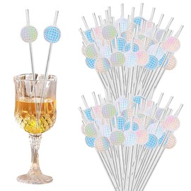 HQKJGSYX 10PCS Colour Disco Ball Straws Cocktail Straws Anti Wrinkle Straw Disco Straws Mirror Glitter Straws Western Disco Ball Party Decorations for Dance Holiday Wedding Birthday Supplies