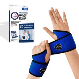 Dr. Arthritis Designed by Doctors, Lightweight Wrist Brace, Wrist Support, Tendonitis Bandage, Carpal Tunnel Splint, Hand Brace Right, Left, Pair, Blue