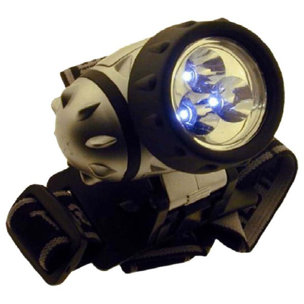 Led Headlamp With 3 Bright Led's And Large Reflector and Elastic Strap