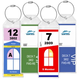 4 Pack Cruise Luggage Tag Holder Clear E-Tag Zip Seal Steel Wire Loops for Cruise Thick PVC (6.5X2.5 Inches)