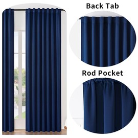 Joydeco Blackout Curtains 84 Inch Length 2 Panels Set, Black Out Curtains 84 Inch Long for Bedroom, Room Darkening Curtains & Drapes for Living Room Window (W52 x L84 Inch, Navy Blue)