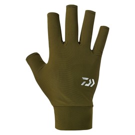 Daiwa 25DG-6825 ICEDRY UV Protection Gloves, 5-Piece Cut, Khaki, L