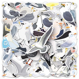 Pack of 50 Seagull Stickers for Motorcycle, Fridge, Laptop, Suitcase, Luggage, Bumper, Aesthetic Cute Animal Seagull Waterproof Stickers, Children Adults Gift, Bird Vinyl Graffiti Sticker