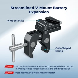SMALLRIG V-Mount Crab-Shaped Clamp, 15-40mm Non-Slip Clamp, 1.5kg Load-Bearing Compatible with Multiple Brands of V-Mount Batteries - 5313