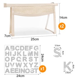 Asaisimg 2 Pcs Clear Makeup Bag, Boho Waterproof Zipper Make up PVC Bag Toiletry Pouch with Bling Letter Stickers for DIY, Transparent Cosmetic Bag Organizer Pouch for Women Girls Travel