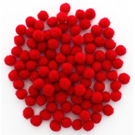 Essentials By Leisure Arts 10mm Red Cotton Pom Poms - 100 Piece Craft Supplies for DIY Projects, Decorative Craft Pom Poms, Valentine's Day