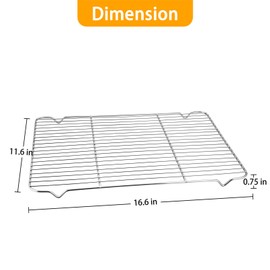 TeamFar Cooling Rack Set of 3, 16.6’’ x 11.6’’, Stainless Steel Baking Roasting Wire Rack for Oven, Nontoxic & Healthy, Easy Clean & Dishwasher Safe, Mirror Finish