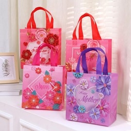 piqiya 12pcs Mother's Day Non-woven Bags Reusable Gift Bags for Mothers Day，Thanksgiving Day，Birthday