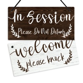 Putuo Decor In Session Do Not Disturb Door Sign, Reversible Double Sided Sign for Business, Office, Therapist, Clinic, Treatment, 10x5 Inches PVC Hanging Plaque - Welcome/in Session