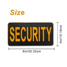 uuKen - Parche grande para oficiales de seguridad de PVC, 4 x 8 pulgadas, fuerzas para chaleco táctico Molle Guard soporte para placas (negro y amarillo, L 8 x 4 pulgadas)