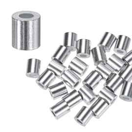 M METERXITY 50-Pack Aluminum Crimping Loop Sleeves, 2mm 5/64" Round Barrel Wire Rope Sleeves Cable Ferrule for Wire Rope/Cables Crimping Loop Sleeve