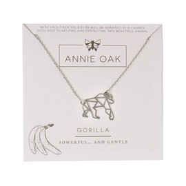 Annie Oak Womens 316L Stainless Steel 925 Silver Geometric Gorilla Princess Length Necklace