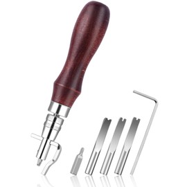 Leather Groover Tool, 7 in 1 Pro Adjustable Stitching Groover and Creasing Edge Beveler, Leathercraft Kits, Leather Carving Cutting Edge Tools for Leathercraft Work