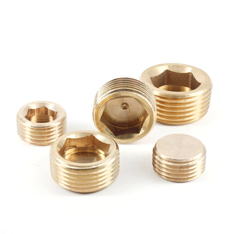 KtbeYTi Hexagonal Brass Blanking Plugs, 1/2 Inch Male Thread Plugs,
