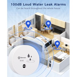 Geevon 4 Pack Water Leak Detectors, 100dB Water Sensor Alarms Flood Detector for Basements, Bathrooms, Laundry Rooms, Kitchens, Garages, and Attics, Water Alarms Battery-Operated (Battery Included)