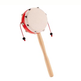 Hand Drum Wooden Rattle Traditional Sheepskin Rattle Kids Toy Shake Drum Boy Girl (styleB)