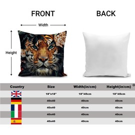 HUASHUZI Tiger Cushion Cover Decorations Pillow Cover Tiger Gifts Ornaments Home Decor for Livingroom Couch Sofa Throw Case 18"x18"(45x45cm)