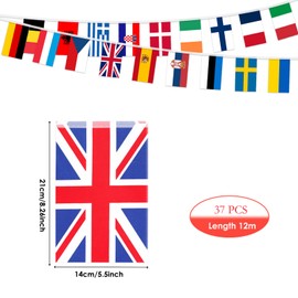 2Pcs Eurovision Bunting Party Decorations, 37 Country Fabric European Flag Bunting- 12m Long 2025 Eurovision Song Contest Decorations for Indoor Outdoor Garden Bar