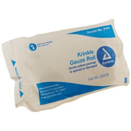 Dynarex 2539 Sterile Krinkle Bulky Gauze Bandage Roll, 6 Ply, 4.1 yds Length x 4-1/2" Width