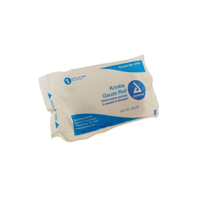 Dynarex 2539 Sterile Krinkle Bulky Gauze Bandage Roll, 6 Ply,