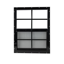 Shed Window 24x27 Flush - Vertical Slider with Bug Screen (Black)