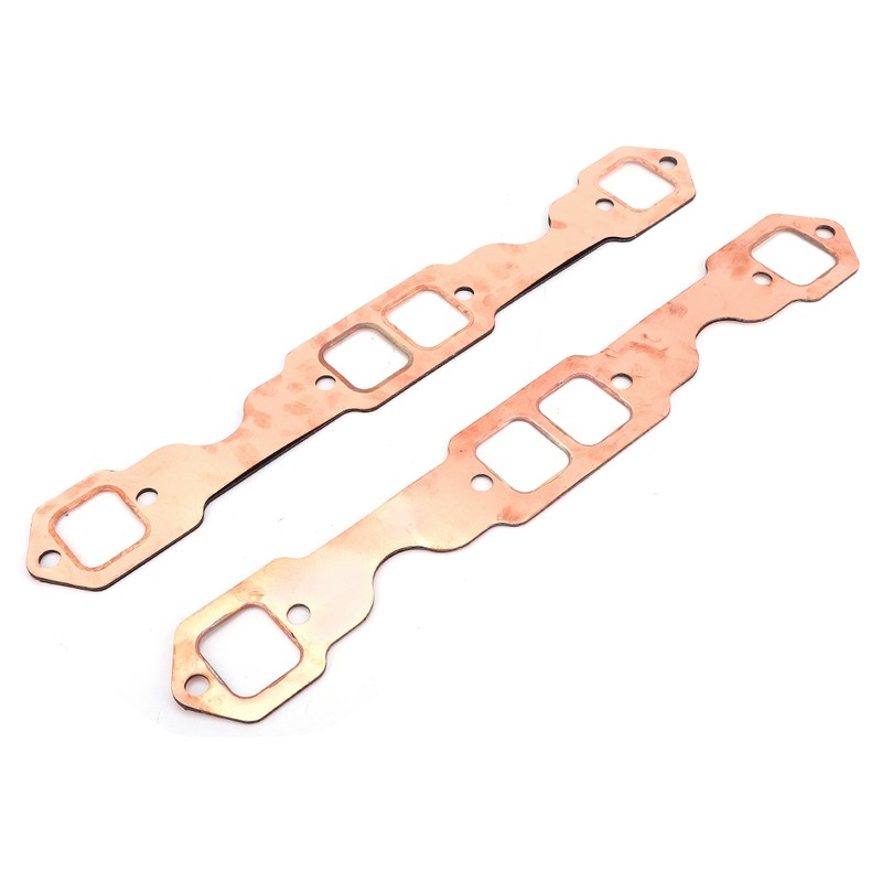 2pcs Square Port Copper Plating​ Header Exhaust Gaskets Reusable Fit