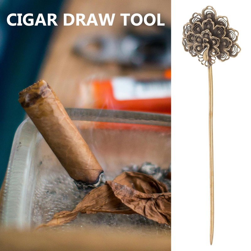 KOMBIUDA Peacock Design Copper Cigar Draw Enhancer Tool Durable Cigar