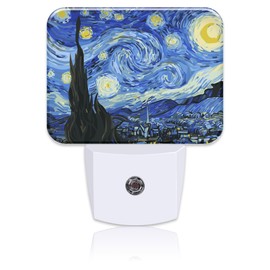 Uiaoiais Starry Sky Abstract Painting Plug in Night Lights, Starry Sky Nightlight Plug Into Wall Dusk to Dawn Sensor for Kid Girls Boys Women Men Bedroom, Hallway, Kitchen, Bathroom, Stairs Decor